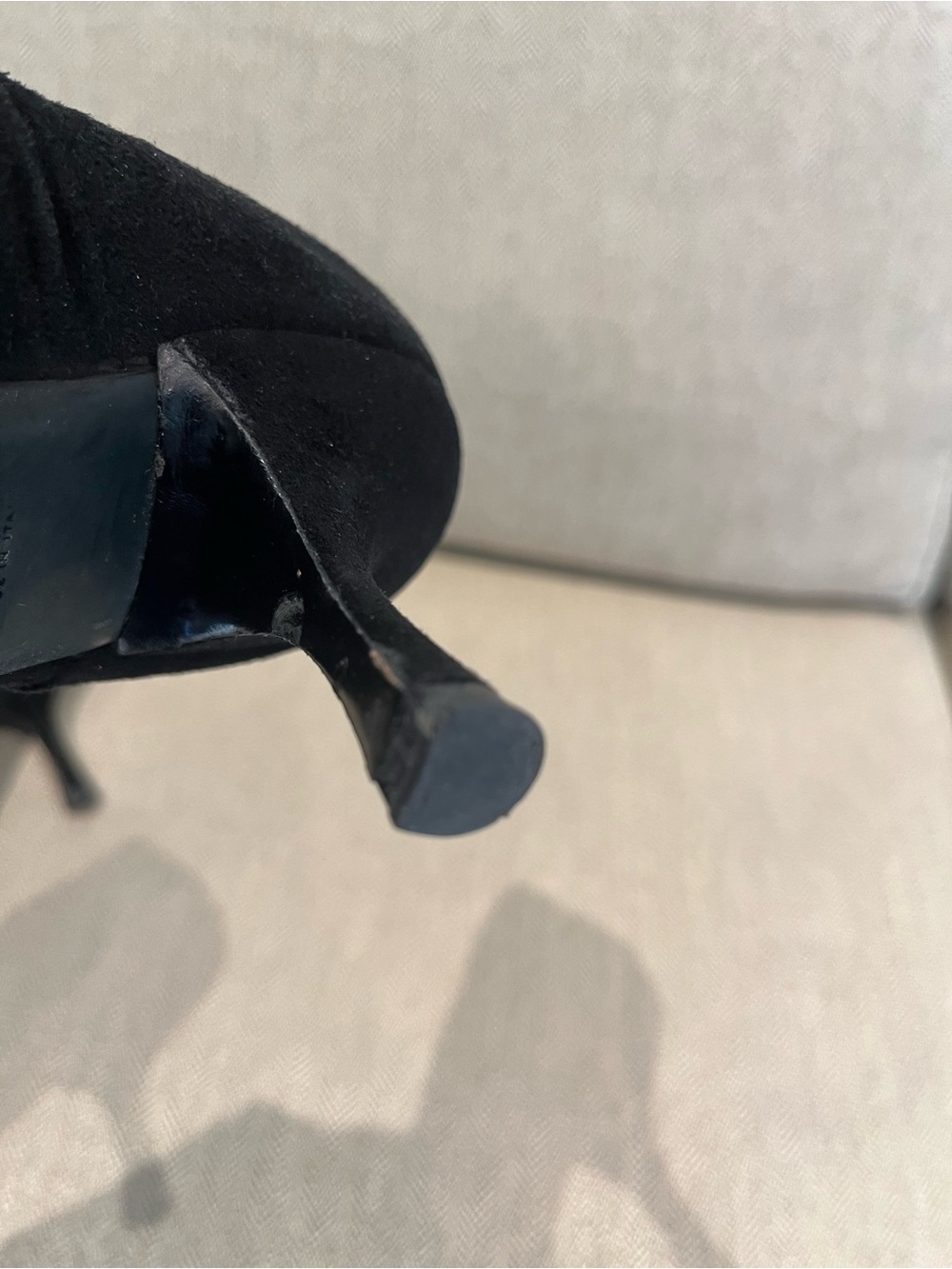 Prada Black Suede Pumps with Gold Logo Bow - Picture 7 of 10